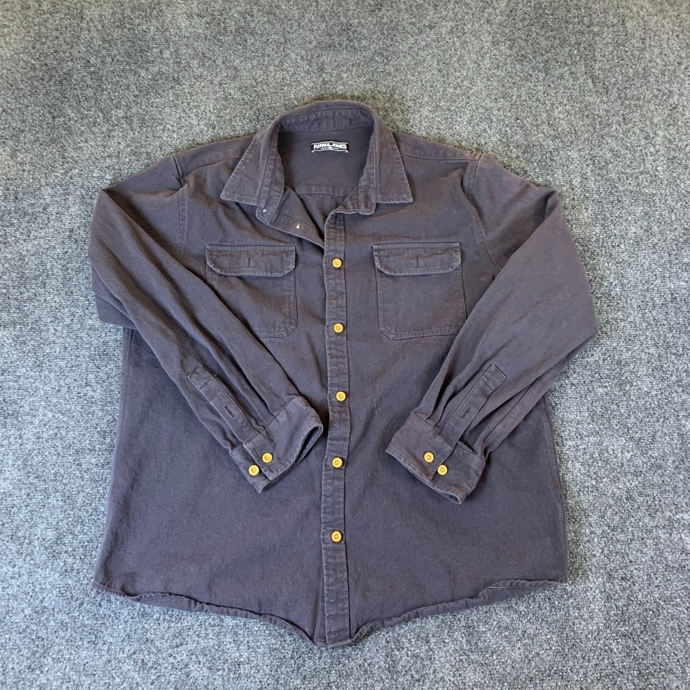 PJ Paul Jones Shacket Men XL Gray Cotton Pockets Long Sleeve Casual Button Front